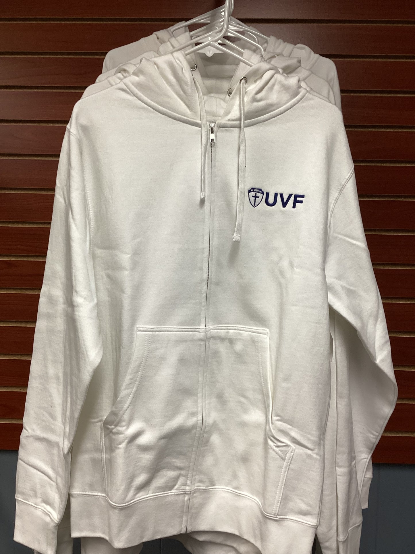 UFV Full Zip Hoodie Sweatshirt (White)