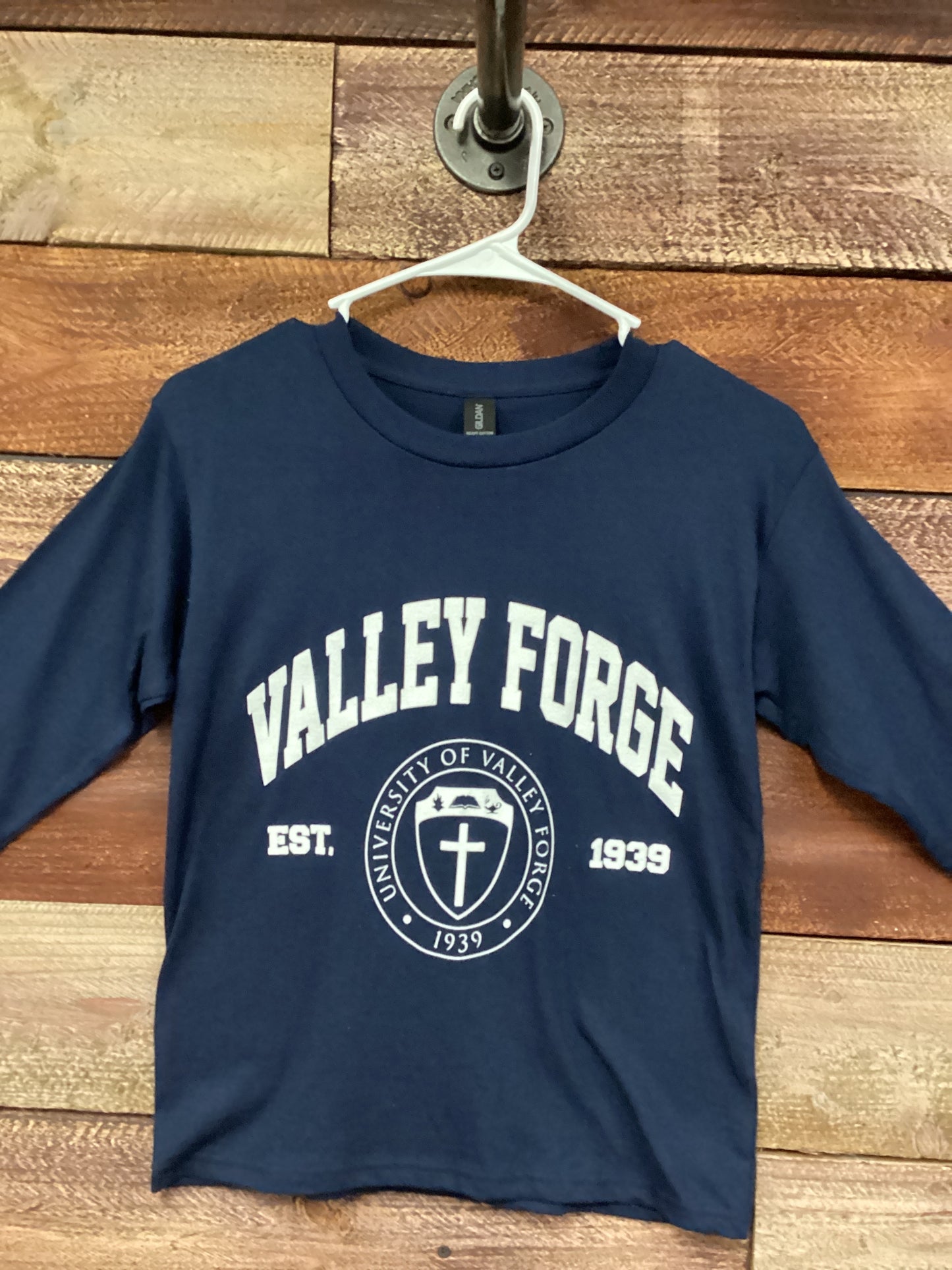 Valley Forge Shield Youth Long Sleeve T-Shirt (Navy Blue)