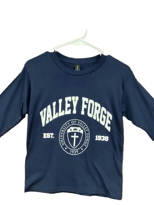 Valley Forge Shield Youth Long Sleeve T-Shirt (Navy Blue)